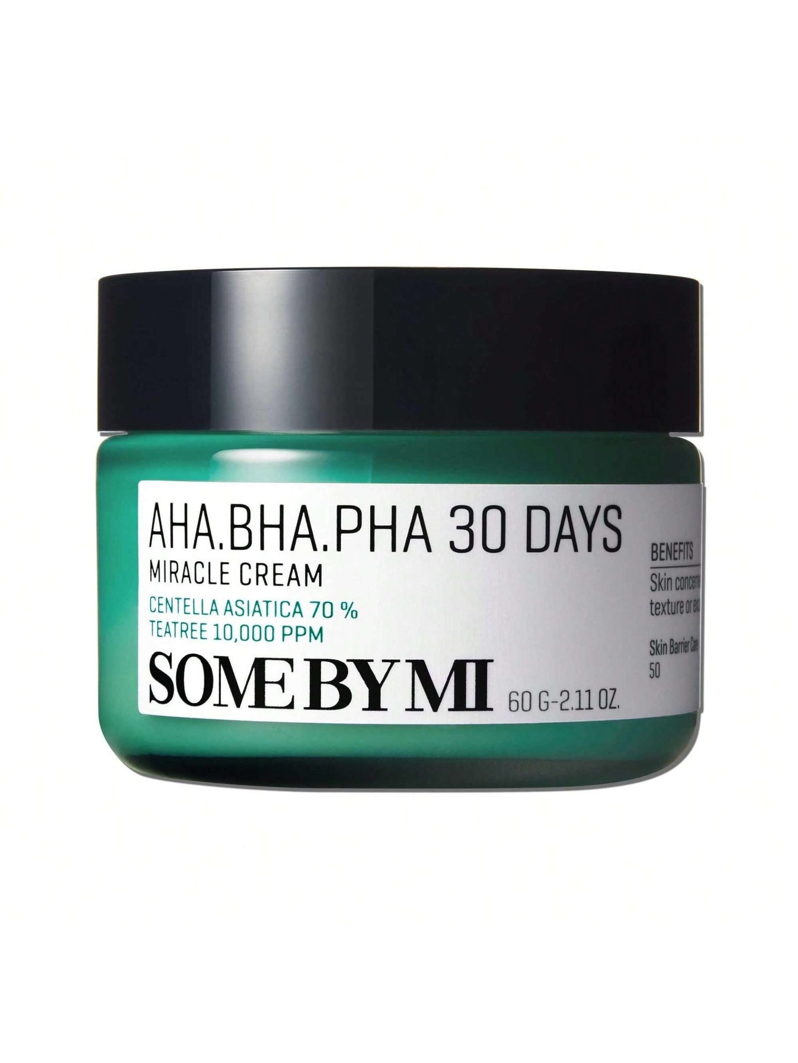 SOME BY MI AHA BHA PHA 30 Days Miracle Cream - 2.02oz, 60ml - Mild Exfoliating Salicylic Acid & Centella Face Moisturizer for All Skin Types - Daily Soothing & Clarifying Face Cream - Korean Skin Care