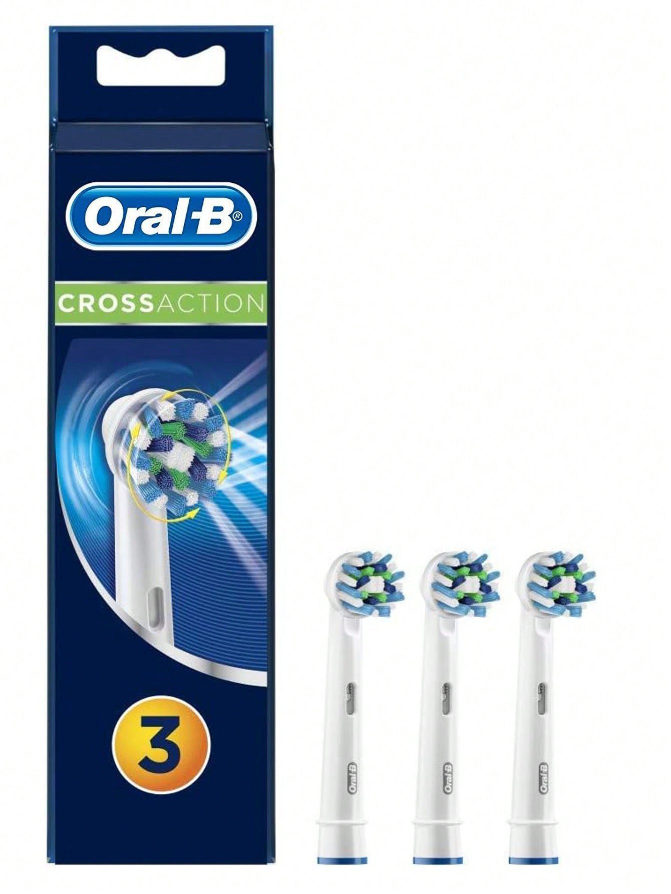 Oral-B Cross Action Electric Toothbrush Replacement Brush Heads Refill, 3 Count, White
