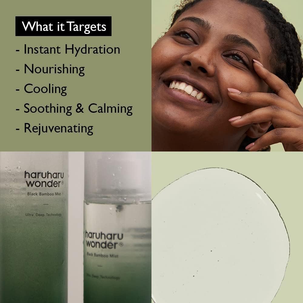 HARUHARU wonder Black Bamboo Mist, Hydrating and Firming Skin, Black Rice, Panax Ginseng for Clean and Smooth Skin Surface, Korean Skincare, Vegan, Cruelty Free, 2.7 fl.oz - Image 2