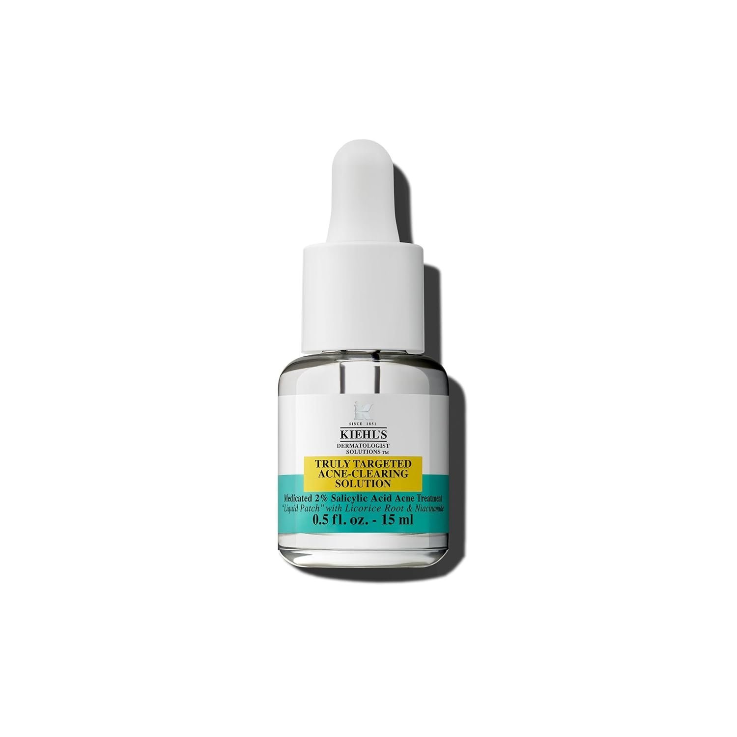 Kiehl's Truly Targeted Acne-Clearing Pimple Patch with 2% Salicylic Acid, Invisible Liquid Spot Treatment, 4% Niacinamide Fades Post-Acne Marks, 0.2% Licorice Root Soothes Redness - 0.5 fl oz