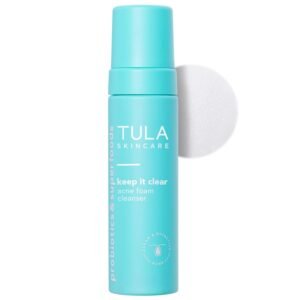 TULA Skin Care Keep It Clear - Acne Foam Cleanser, Contains Salicylic & Azelaic Acid & Probiotics, Clears & Soothes Acne, Brightens Past Blemish Marks, 6.3 fl oz.