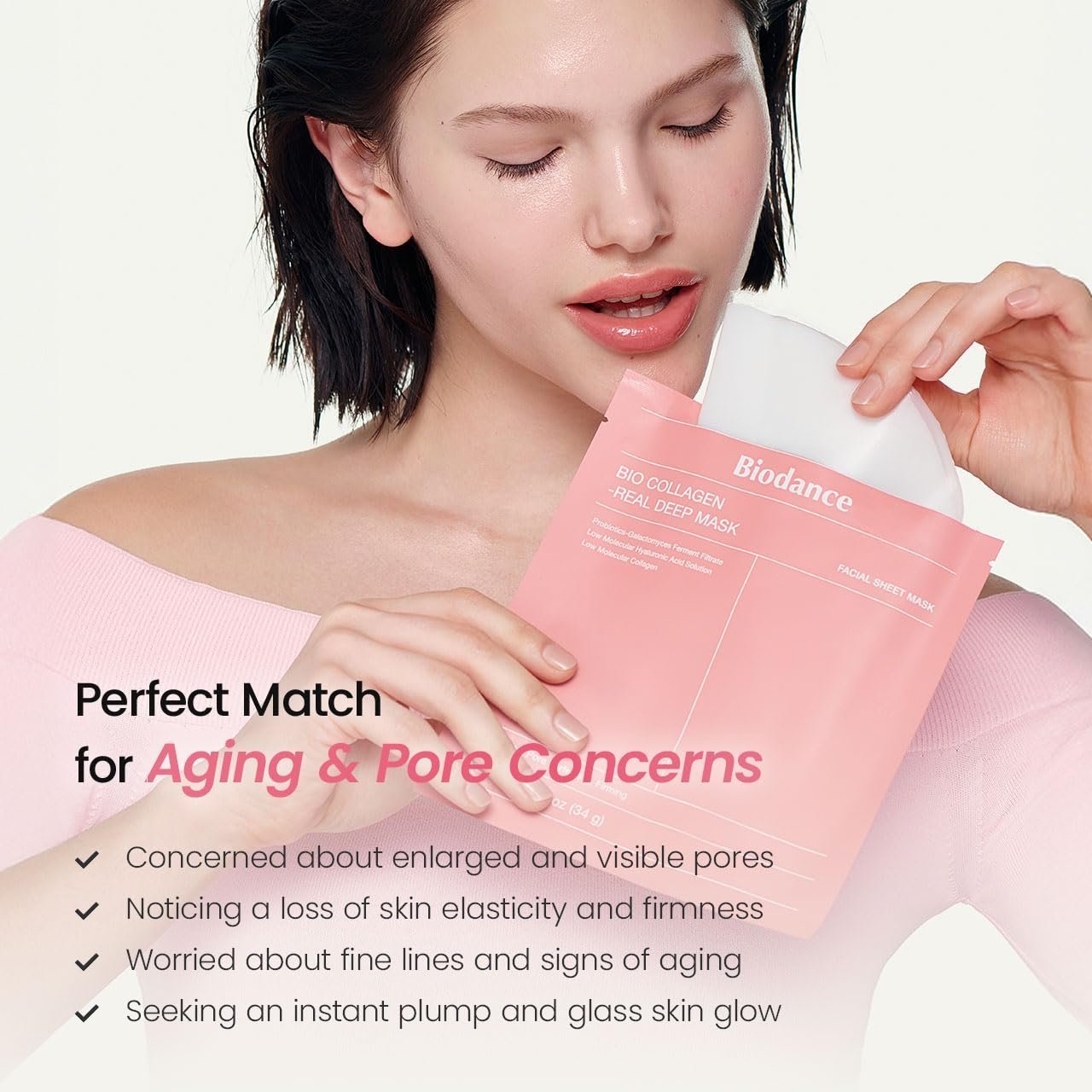 BIODANCE Bio-Collagen Real Deep Mask, Hydrating Overnight Hydrogel Face Mask, Pore Minimizing, Elasticity, Plumping, After Sun Care, Travel Essentials for Women, Korean Skin Care | 1.19oz(34g) x 4ea - 图片 3