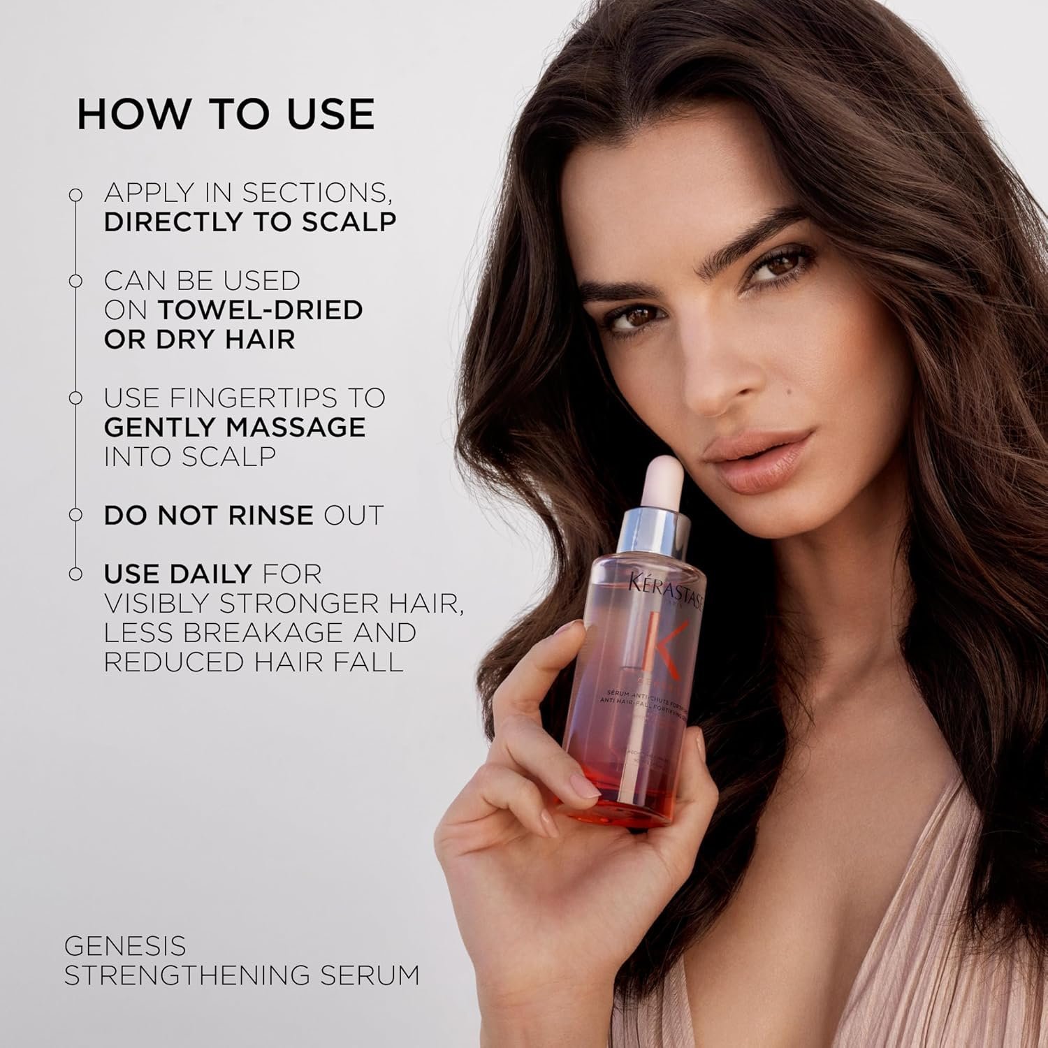 Kerastase Genesis Hair Serum | Daily Strengthening Treatment for Weak or Damaged Hair | Nourishes and Reinforces Hair | Anti-Breakage | Silicone-Free | For Weakened Hair | Serum Fortifiant - Image 3