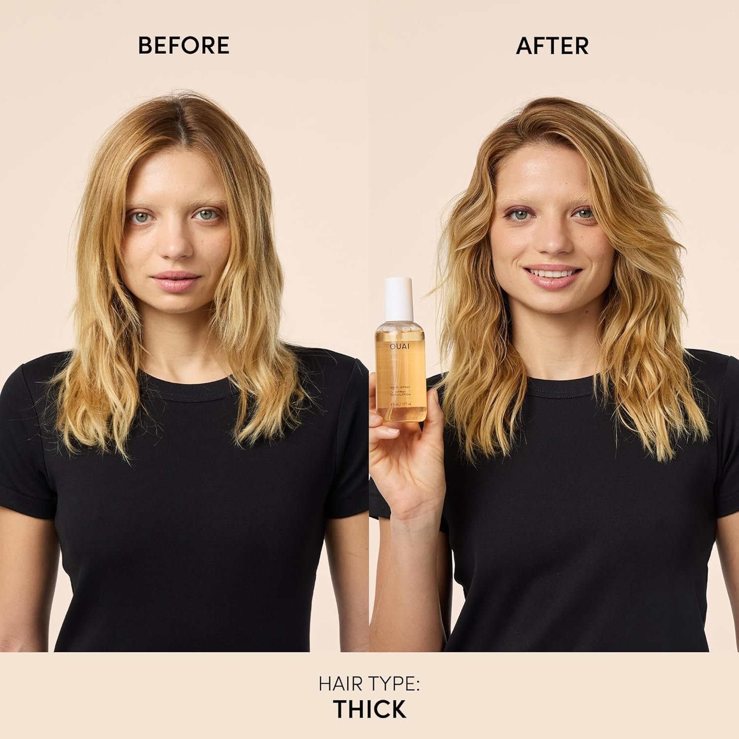 OUAI Wave Spray - Texture Spray for Hair with Coconut Oil & Rice Protein - Adds Texture, Volume & Shine for Beach Waves - Paraben Free, Safe for Color & Keratin-Treated Hair (6 fl oz) | for Hair, with Coconut Oil, Adds Texture, Volume, Shine, for Beach Waves - 图片 3