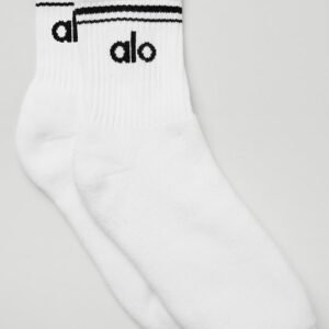 Alo Unisex Half-Crew Throwback Sock – White/Black