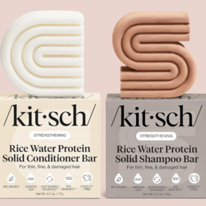 Kitsch Rice Water Shampoo & Conditioner Set – Solid Shampoo & Conditioner Bar with Protein for Hair Growth