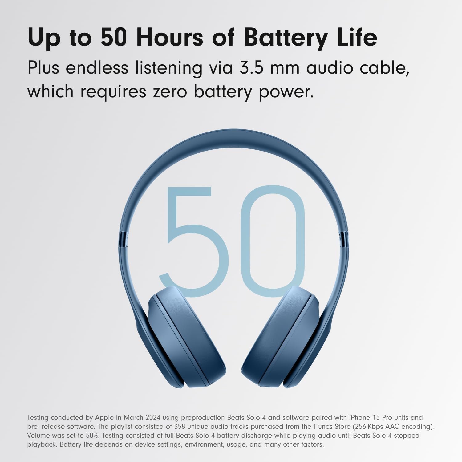 Beats Solo 4 - Wireless On-Ear Bluetooth Headphones, Up to 50-Hour Battery Life, Ultra-Lightweight Comfort, Powerful and Balanced Sound, Apple & Android Compatible - Slate Blue - Image 3