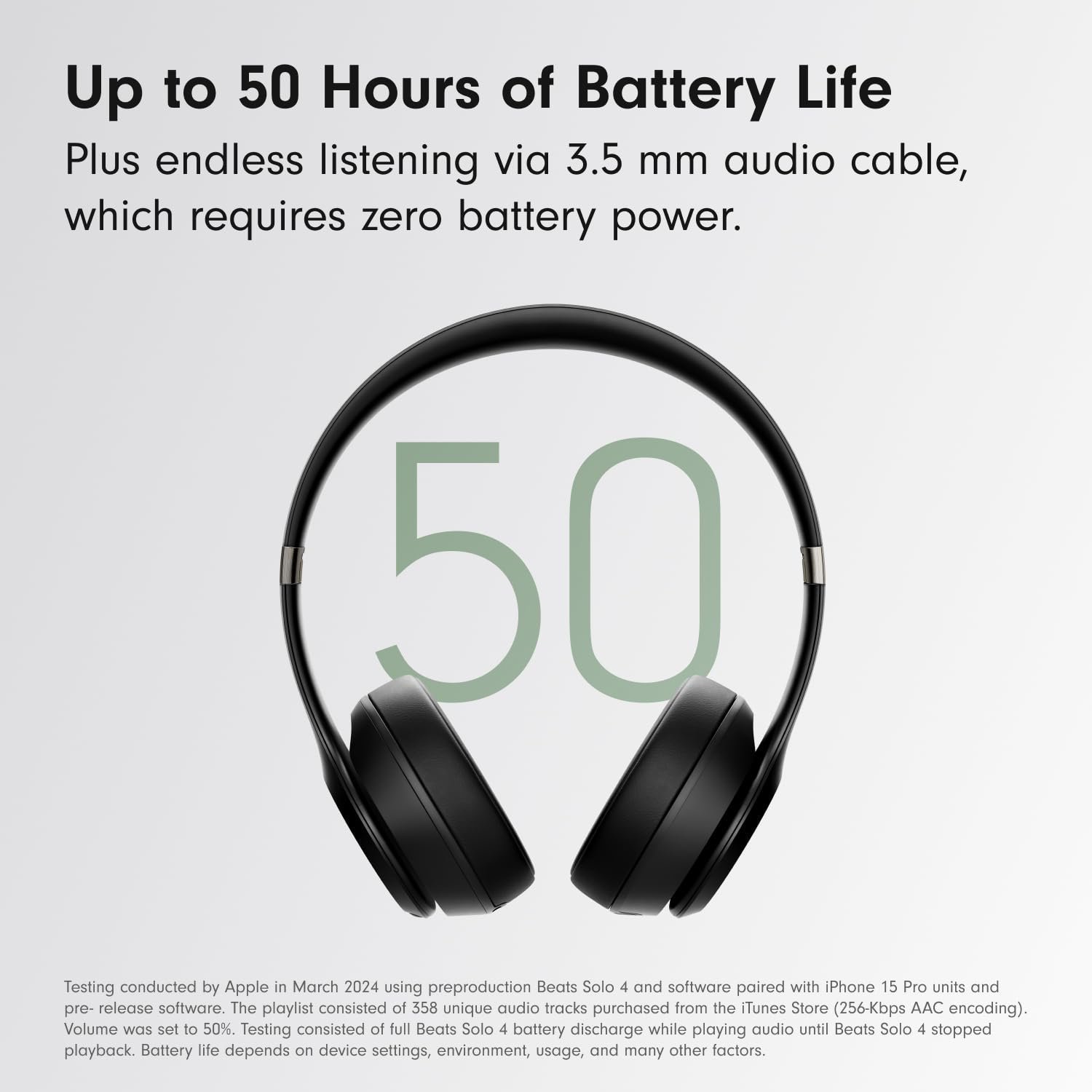 Beats Solo 4 - Wireless On-Ear Bluetooth Headphones, Up to 50-Hour Battery Life, Ultra-Lightweight Comfort, Powerful and Balanced Sound, Apple & Android Compatible - Matte Black - Image 3