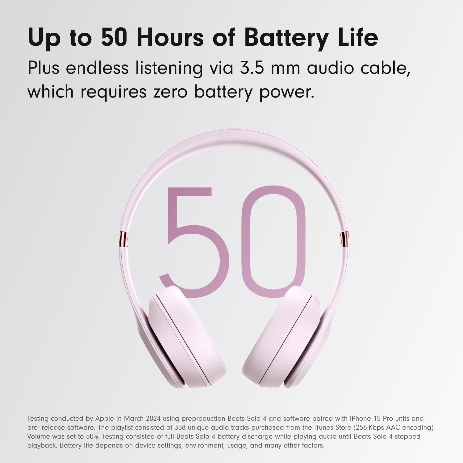 Beats Solo 4 - Wireless On-Ear Bluetooth Headphones, Up to 50-Hour Battery Life, Ultra-Lightweight Comfort, Powerful and Balanced Sound, Apple & Android Compatible - Cloud Pink - Image 3