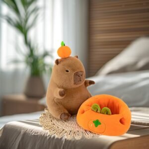 Capybara Plush Pillow Holding Tulip Flower 11 inch